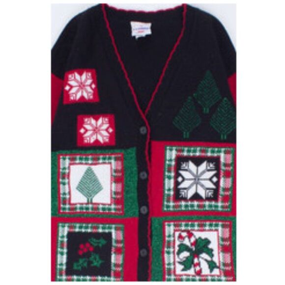 Christmas Sweater Cardigan Large Oversized Holiday Long - Picture 2 of 15